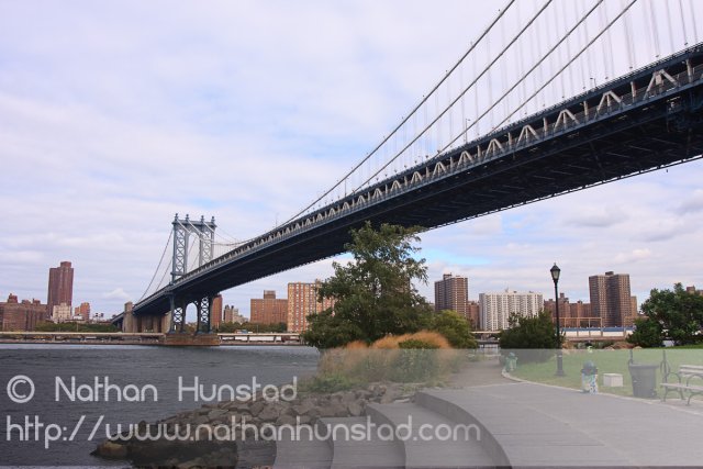 The Manhattan Bridge from Brooklyn Bridge Park